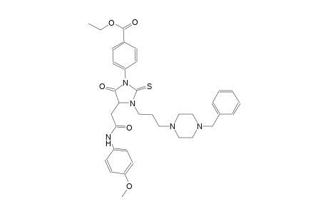 ethyl 4-{3-[3-(4-benzyl-1-piperazinyl)propyl]-4-[2-(4-methoxyanilino)-2-oxoethyl]-5-oxo-2-thioxo-1-imidazolidinyl}benzoate