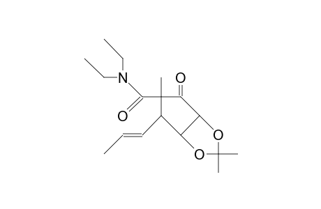 2R-Diethylcarbamoyl-4S,5S-isopropylidenedioxy-2R-methyl-3S-(E-propenyl)-cyclopentanone