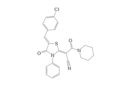 2-[5-(4-CHLOROBENZYLIDENE)-4-OXO-3-PHENYL-THIAZOLIDIN-2-YLIDENE]-3-OXO-3-PIPERIDIN-1-YL-PROPIONITRILE