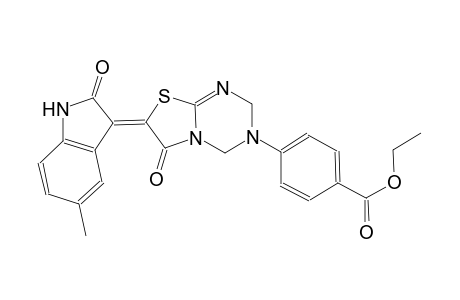 ethyl 4-((7Z)-7-(5-methyl-2-oxo-1,2-dihydro-3H-indol-3-ylidene)-6-oxo-6,7-dihydro-2H-[1,3]thiazolo[3,2-a][1,3,5]triazin-3(4H)-yl)benzoate