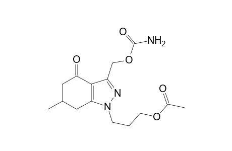 3-(hydroxymethyl)-1-(3-hydroxypropyl)-6-methyl-1,5,6,7-tetrahydro-4H-indazol-4-one, 1-acetate 3-carbamate
