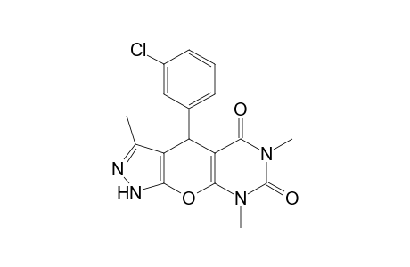4-(3-Chlorophenyl)-3,6,8-trimethyl-6,8-dihydropyrazolo[4',3':5,6]pyrano[2,3-d]pyrimidine-5,7(1H,4H)-dione