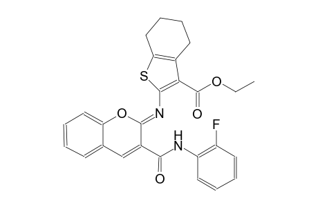 ethyl 2-({(2Z)-3-[(2-fluoroanilino)carbonyl]-2H-chromen-2-ylidene}amino)-4,5,6,7-tetrahydro-1-benzothiophene-3-carboxylate