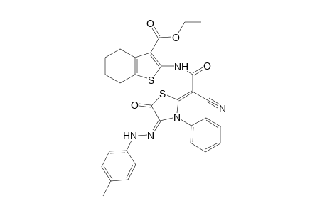 Ethyl 2-((Z)-2-cyano-2-((E)-5-oxo-3-phenyl-4-(2-p-tolylhydrazono) thiazolidin-2-ylidene)acetamido)-4,5,6,7-tetrahydrobenzo-[b]thiophene-3-carboxylate