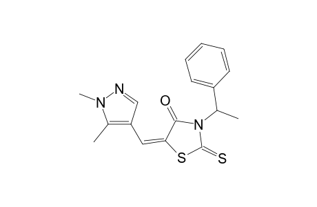 (5E)-5-[(1,5-dimethyl-4-pyrazolyl)methylidene]-3-(1-phenylethyl)-2-sulfanylidene-4-thiazolidinone