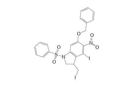 1-(benzenesulfonyl)-4-iodo-3-(iodomethyl)-5-nitro-6-phenylmethoxy-2,3-dihydroindole