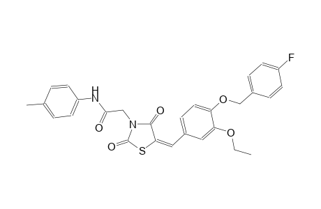 2-((5E)-5-{3-ethoxy-4-[(4-fluorobenzyl)oxy]benzylidene}-2,4-dioxo-1,3-thiazolidin-3-yl)-N-(4-methylphenyl)acetamide