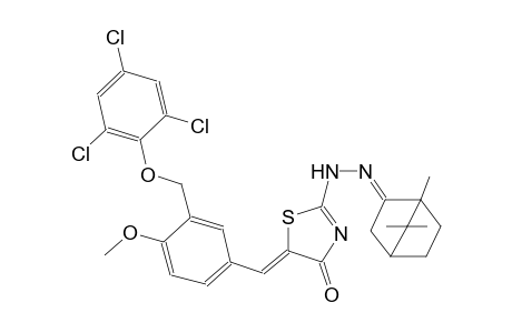 (5Z)-5-{4-methoxy-3-[(2,4,6-trichlorophenoxy)methyl]benzylidene}-2-[(2E)-2-(1,7,7-trimethylbicyclo[2.2.1]hept-2-ylidene)hydrazino]-1,3-thiazol-4(5H)-one