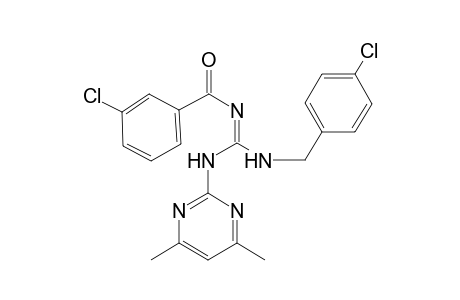 3-Chloranyl-N-[N'-[(4-chlorophenyl)methyl]-N-(4,6-dimethylpyrimidin-2-yl)carbamimidoyl]benzamide