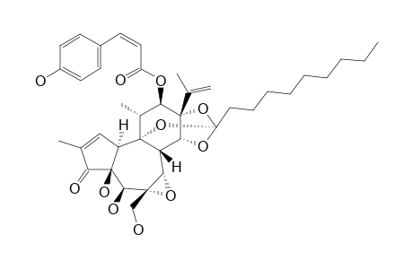 HIRSEIN_B-Z;5-BETA-HYDROXYRESINIFERONOL-6-ALPHA,7-ALPHA-EPOXY-12-BETA-(Z-COUMAROYLOXY)-9,13,14-ORTHO-DECANOATE