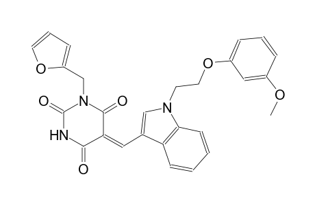 (5Z)-1-(2-furylmethyl)-5-({1-[2-(3-methoxyphenoxy)ethyl]-1H-indol-3-yl}methylene)-2,4,6(1H,3H,5H)-pyrimidinetrione