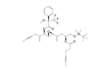 [S]-1-[(t-Butyldimethylsilyl)oxy]-4-[(2S,3R)-(3''-(2'''-methylen-1"'-S-<3,3,3-trifluoro2-methoxy-2-phenylpropanoyl>oxy)hex-4'''-ynyl)oxiran-2"-yl]-pent-4-en-2-yl Hex-4'-ynoate