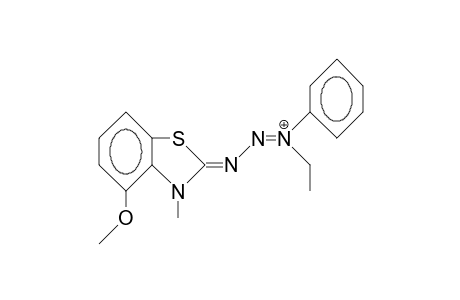 1-Phenyl-1-ethyl-3-(3-methyl-4-methoxy-benzothiazolinylidene-2)-trans-triazenium cation