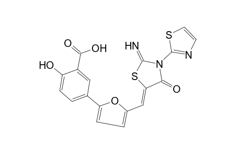 2-Hydroxy-5-[5-[(Z)-(2-imino-4-keto-3-thiazol-2-yl-thiazolidin-5-ylidene)methyl]-2-furyl]benzoic acid