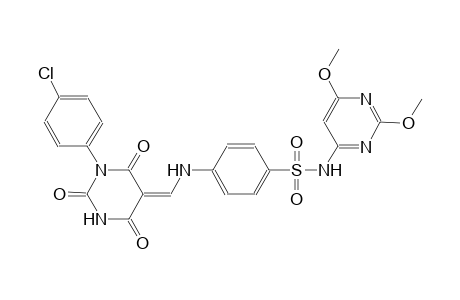 benzenesulfonamide, 4-[[(Z)-(1-(4-chlorophenyl)tetrahydro-2,4,6-trioxo-5(2H)-pyrimidinylidene)methyl]amino]-N-(2,6-dimethoxy-4-pyrimidinyl)-