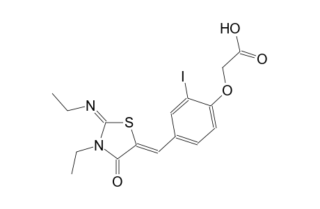 [4-((Z)-{(2E)-3-ethyl-2-[(E)-ethylimino]-4-oxo-1,3-thiazolidin-5-ylidene}methyl)-2-iodophenoxy]acetic acid