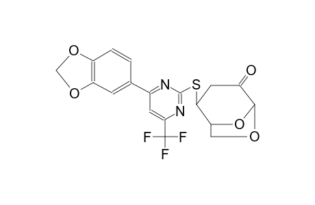 (1R,2S,5R)-2-((4-(benzo[d][1,3]dioxol-5-yl)-6-(trifluoromethyl)pyrimidin-2-yl)thio)-6,8-dioxabicyclo[3.2.1]octan-4-one