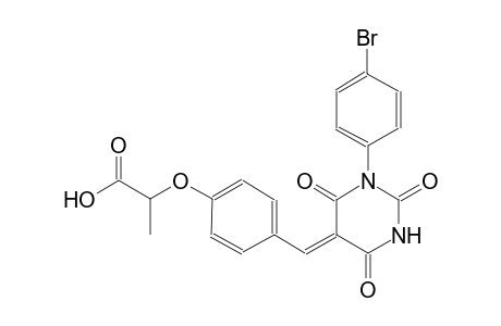 2-{4-[(Z)-(1-(4-bromophenyl)-2,4,6-trioxotetrahydro-5(2H)-pyrimidinylidene)methyl]phenoxy}propanoic acid