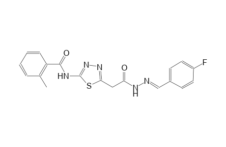 N-(5-{2-[(2E)-2-(4-fluorobenzylidene)hydrazino]-2-oxoethyl}-1,3,4-thiadiazol-2-yl)-2-methylbenzamide