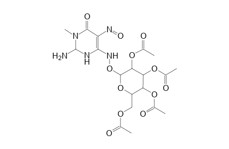 2-Amino-3-methyl-5-nitroso-6-[tetra( O-acetyl)-.beta.-D-glucopyranosyl]aminopyrimidin-4(3H)-one - hydrate