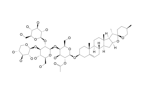 NEOSIBIRICOSIDE_C;(25-S)-SPIROST-5-EN-3-BETA-O_3-O-BETA-D-GLUCOPYRANOSYL-(1->2)-[BETA-D-XYLOPYRANOSYL-(1->3)]-BETA-D-GLUCOPYRANOSYL-(1->4)-2-O-ACET