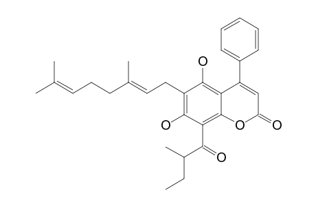 5,7-DIHYDROXY-8-(2-METHYLBUTANOYL)-6-[(E)-3,7-DIMETHYLOCTA-2,6-DIENYL]-4-PHENYL-2H-CHROMEN-2-ONE