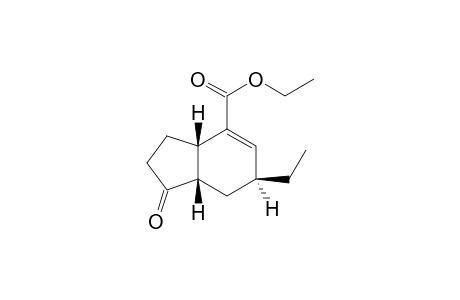 Ethyl (3aS*,6S*,7aS*)-6-Ethyl-2,3,3a,6,7,7a-hexahydro-1-oxo-1H-indene-4-carboxylate ((+-)-C6-epi-Coronafacic acid ethyl ester)