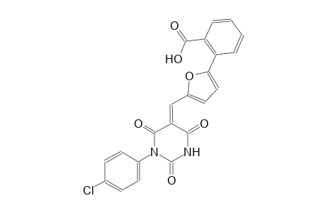 2-{5-[(E)-(1-(4-chlorophenyl)-2,4,6-trioxotetrahydro-5(2H)-pyrimidinylidene)methyl]-2-furyl}benzoic acid