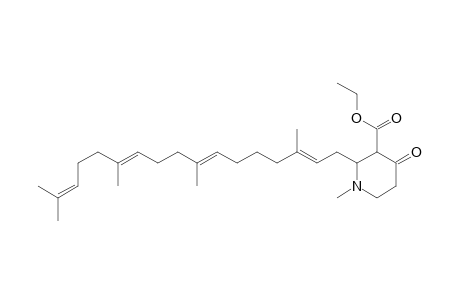 3-Carboethoxy-1-methyl-2-[3,8,12,16-tetramethyl-2(E),7(E),11(E),15-heptadecatetraenyl]-4-piperidone