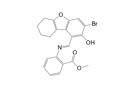 methyl 2-{[(E)-(3-bromo-2-hydroxy-6,7,8,9-tetrahydrodibenzo[b,d]furan-1-yl)methylidene]amino}benzoate