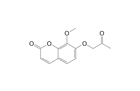 2H-1-Benzopyran-2-one, 8-methoxy-7-(2-oxopropoxy)-