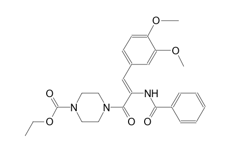 ethyl 4-[(2Z)-2-(benzoylamino)-3-(3,4-dimethoxyphenyl)-2-propenoyl]-1-piperazinecarboxylate