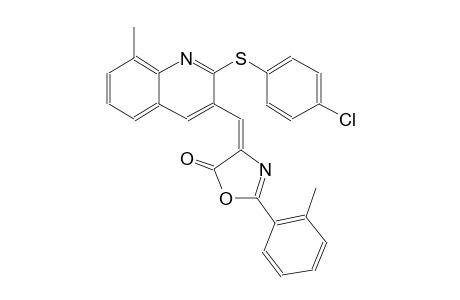 5(4H)-oxazolone, 4-[[2-[(4-chlorophenyl)thio]-8-methyl-3-quinolinyl]methylene]-2-(2-methylphenyl)-, (4E)-