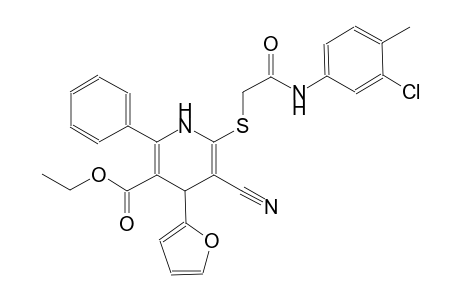 ethyl 6-{[2-(3-chloro-4-methylanilino)-2-oxoethyl]sulfanyl}-5-cyano-4-(2-furyl)-2-phenyl-1,4-dihydro-3-pyridinecarboxylate