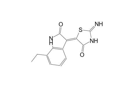 (3Z)-7-ethyl-3-(2-imino-4-oxo-1,3-thiazolidin-5-ylidene)-1,3-dihydro-2H-indol-2-one