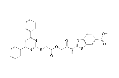 6-benzothiazolecarboxylic acid, 2-[[[[[(4,6-diphenyl-2-pyrimidinyl)thio]acetyl]oxy]acetyl]amino]-, methyl ester