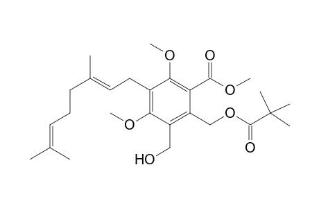 2-Geranyl-6-hydroxymethyl-4-methoxycarbonyl-5-pivaloyloxymethyl resoricinol dimethyl ether