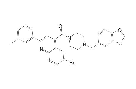 4-{[4-(1,3-benzodioxol-5-ylmethyl)-1-piperazinyl]carbonyl}-6-bromo-2-(3-methylphenyl)quinoline