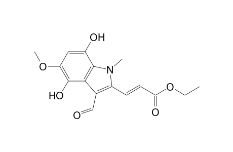 (E)-Ethyl 3-(3-formyl-4,7-dihydroxy-5-methoxy-1-methyl-2-indolyl)prop-2-enoate