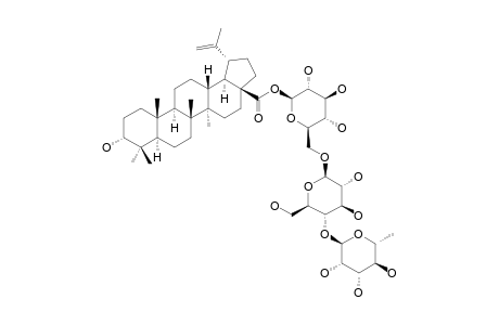 3-EPI-BETULINIC-ACID-28-O-ALPHA-L-RHAMNOPYRANOSYL-(1->4)-O-BETA-D-GLUCOPYRANOSYL-(1->6)-BETA-D-GLUCOPYRANOSIDE