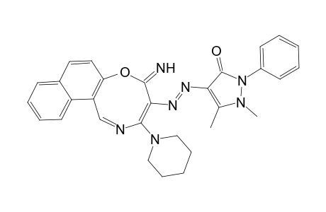 4-((E)-((1Z,3E)-5-Imino-3-(piperidin-1-yl)-5H-naphtho[2,1-b][1,5]oxazocin-4-yl)diazenyl)-1,5-dimethyl-2-phenyl-1H-pyrazol-3(2H)-one