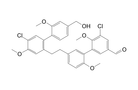 1-{4-Methoxy-3-chloro-6-[2-[3-(2'-methoxy-3'-chloro-5'-formylphenyl)-4-methoxyphenyl]ethyl]phenyl}-2-methoxybenzene-4-methanol