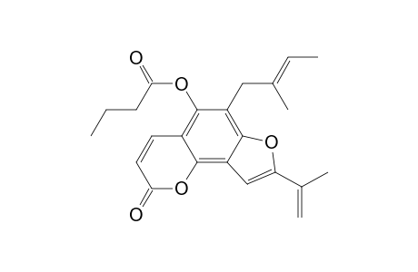 Butanoic acid, 6-(1,2-dimethyl-2-propenyl)-8-(1-methylethenyl)-2-oxo-2H-furo[2,3-h]- 1-benzopyran-5-yl ester