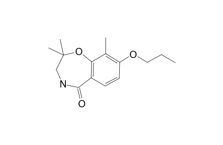 8-PROPYLOXY-2,3-DIHYDRO-2,2,9-TRIMETHYL-1,4-BENZOXAZEPIN-5(4H)-ONE