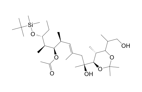 4-Undecene-2,7-diol, 9-[[(1,1-dimethylethyl)dimethylsilyl]oxy]-2-[6-(2-hydroxy-1-methylethyl)-2,2,5-trimethyl-1,3-dioxan-4-yl]-4,6,8-trimethyl-, 7-acetate, [4R-[4.alpha.(2S*,4E,6S*,7R*,8R*,9R*),5.alpha.,6.alpha.(S*)]]-