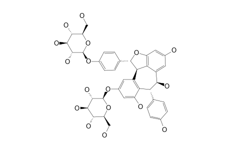 VATALBINOSIDE_E;(-)-AMPELOPSIN_A_4A,11A-O-BETA-D-DIGLUCOPYRANOSIDE-((1-R,6-S,7-R,11B-R)-1,6,7,11B-TETRAHYDRO-8-(BETA-D-GLUCO