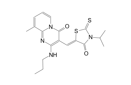 3-[(Z)-(3-isopropyl-4-oxo-2-thioxo-1,3-thiazolidin-5-ylidene)methyl]-9-methyl-2-(propylamino)-4H-pyrido[1,2-a]pyrimidin-4-one