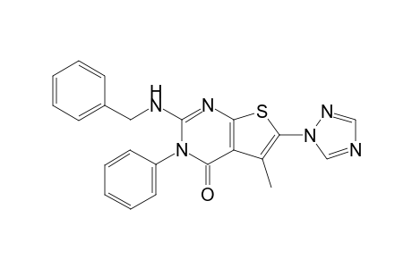 5-Methyl-3-phenyl-2-phenylmethylamino-6-(1H-1,2,4-triazol-1-yl)thieno[2,3-d]pyrimidin-4(3H)-one