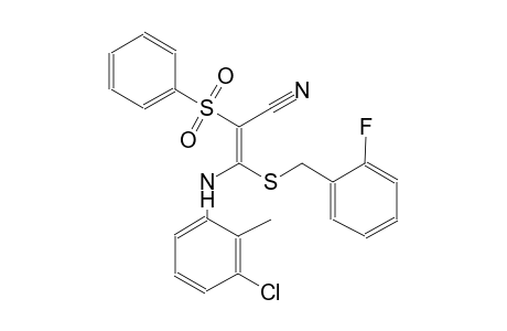 2-propenenitrile, 3-[(3-chloro-2-methylphenyl)amino]-3-[[(2-fluorophenyl)methyl]thio]-2-(phenylsulfonyl)-, (2E)-
