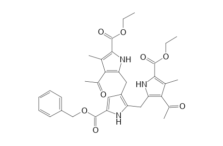 4-Acetyl-5-[[2-[(3-acetyl-5-carbethoxy-4-methyl-1H-pyrrol-2-yl)methyl]-5-carbobenzoxy-1H-pyrrol-3-yl]methyl]-3-methyl-1H-pyrrole-2-carboxylic acid ethyl ester